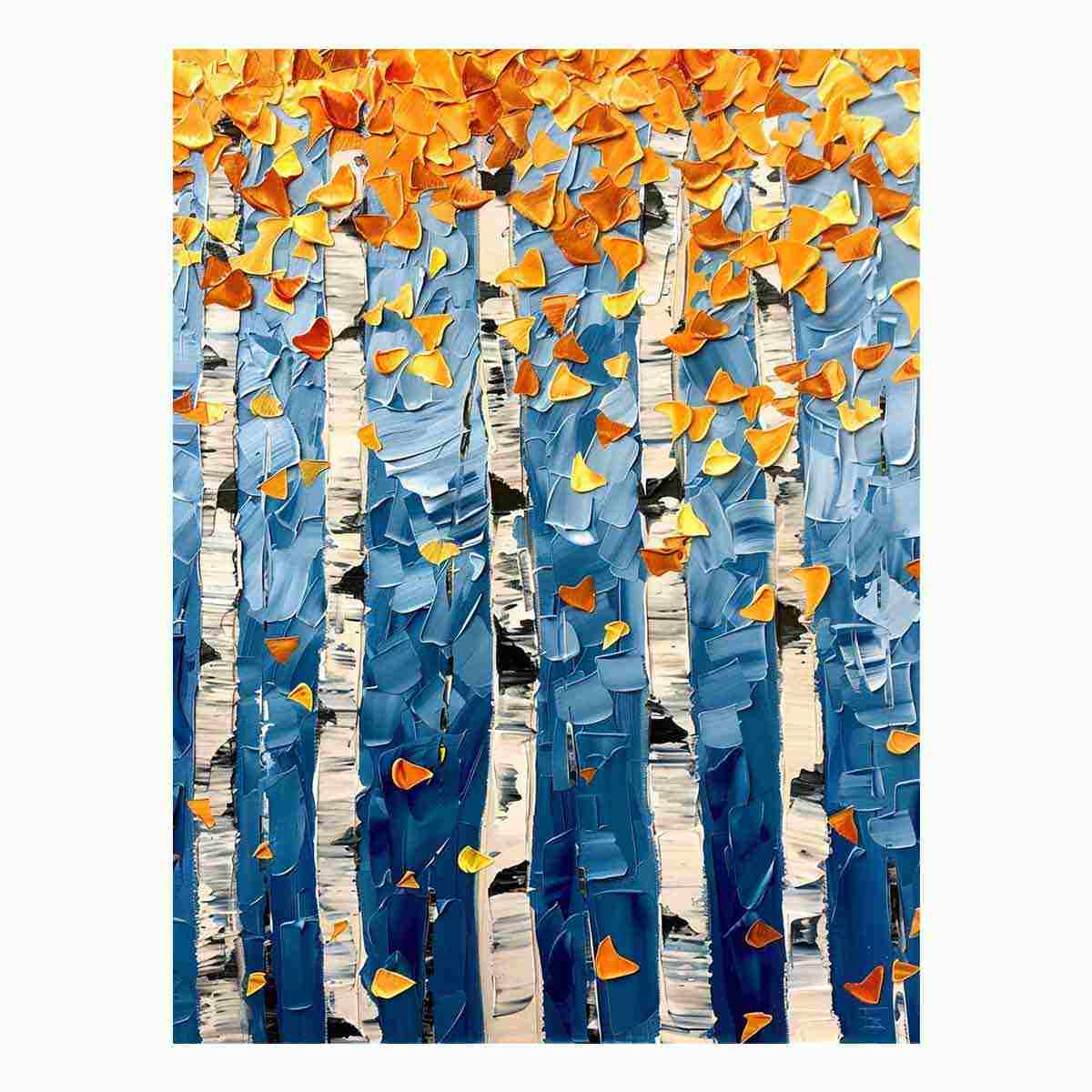 Birch Leaves Knife Canvas Print