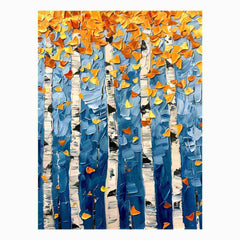 Birch Leaves Knife Canvas Print
