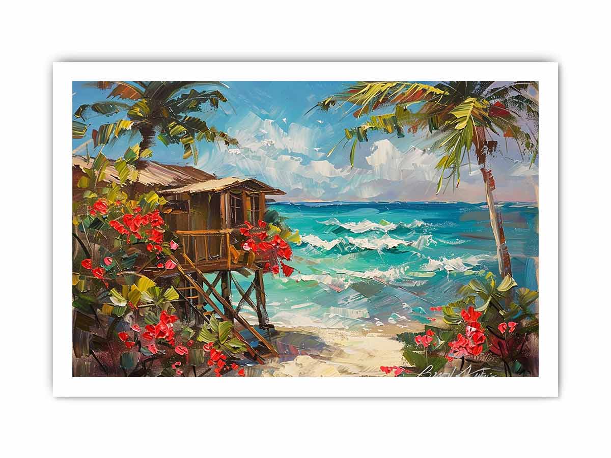 Wooden Beach House Canvas Painting