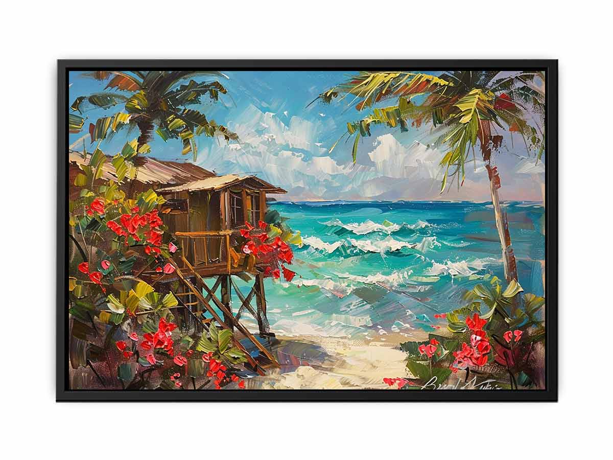 Wooden Beach House Canvas Painting