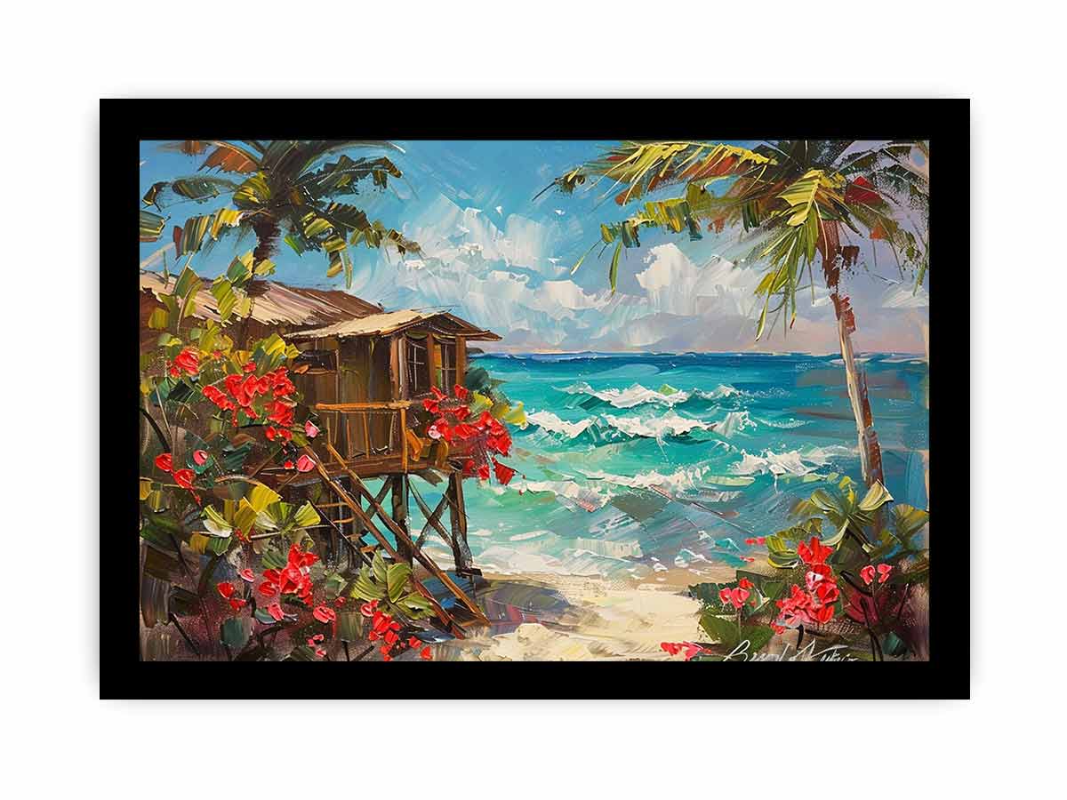 Wooden Beach House Canvas Painting