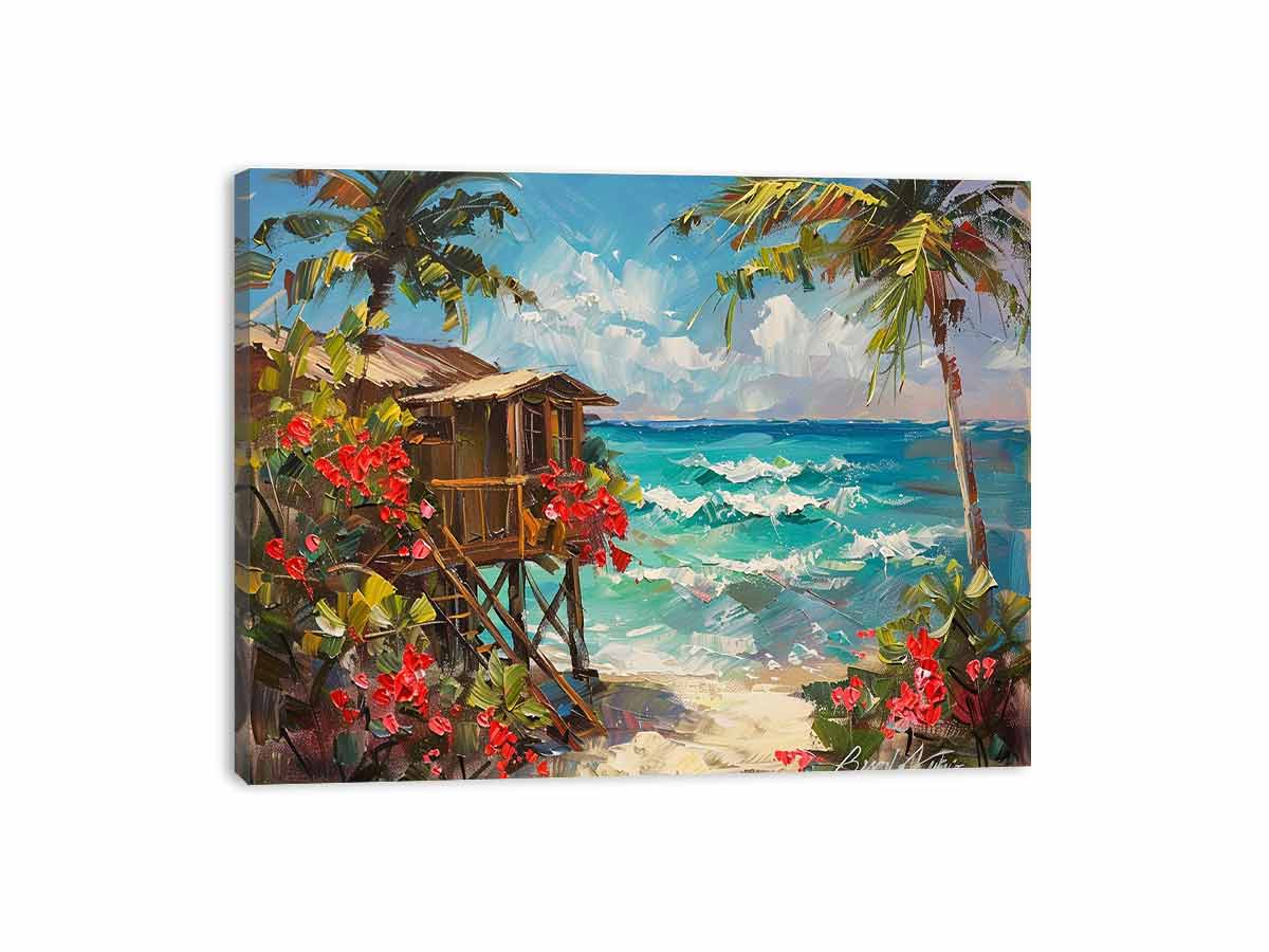 Wooden Beach House Canvas Painting