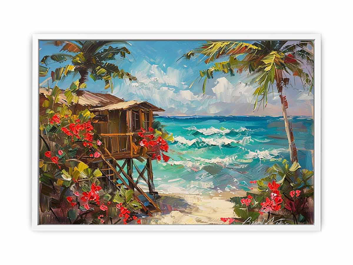 Wooden Beach House Canvas Painting