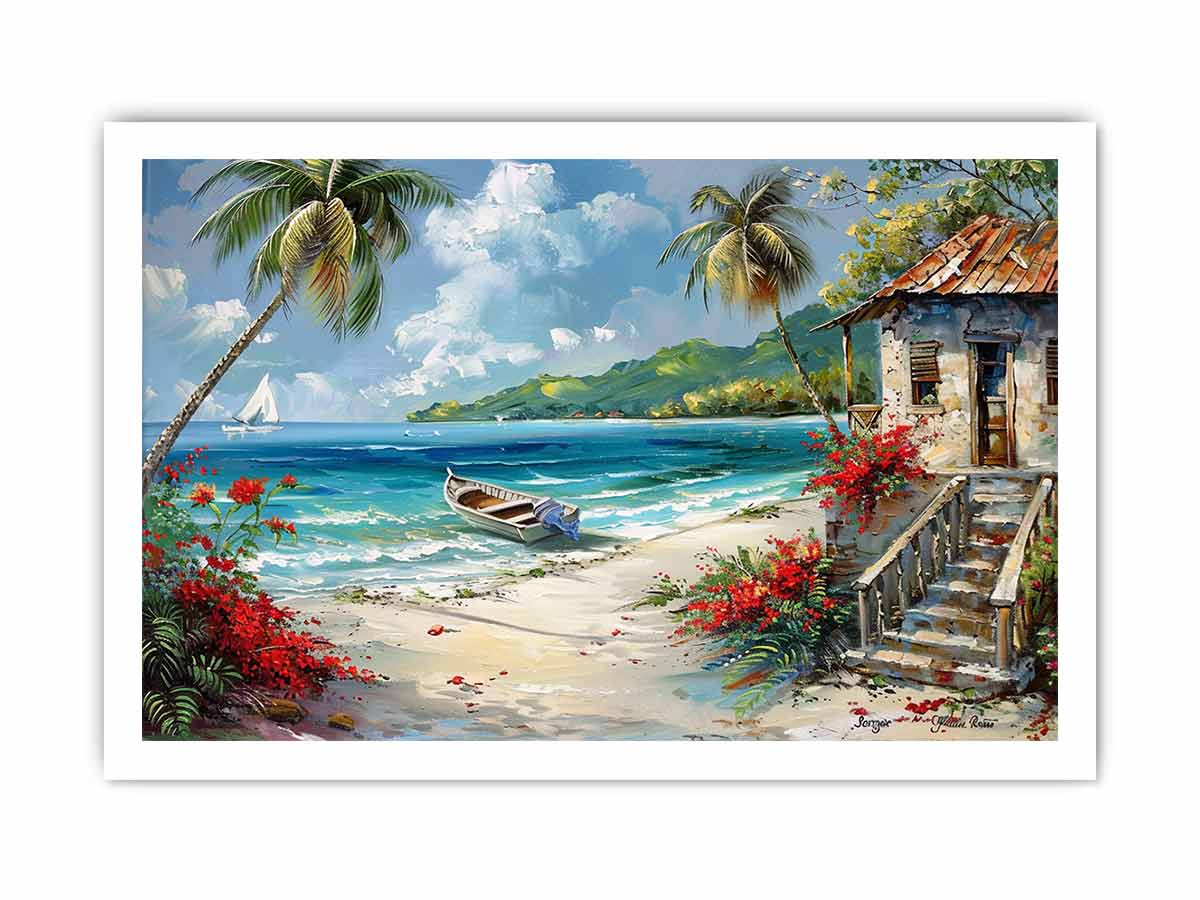 Caribbean Beach House Canvas Print