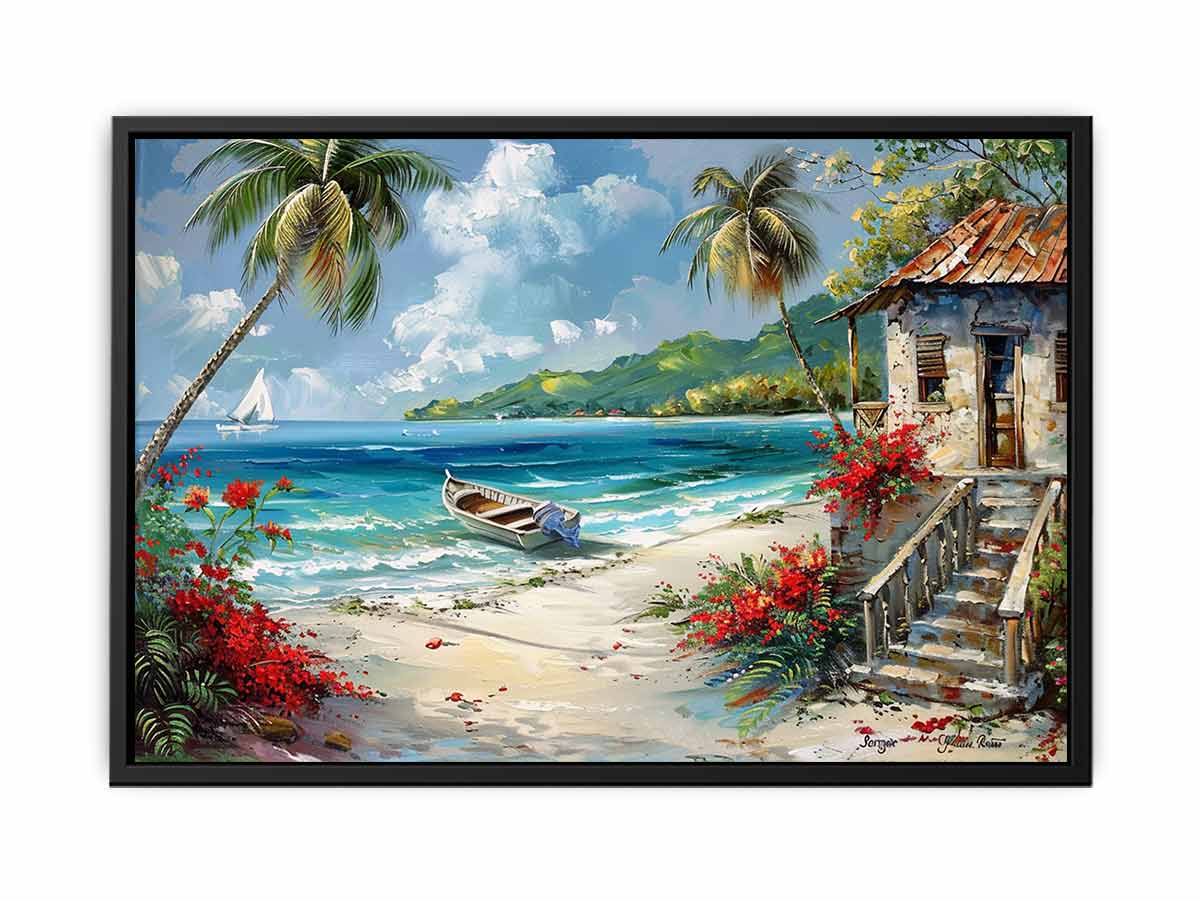 Caribbean Beach House Canvas Print
