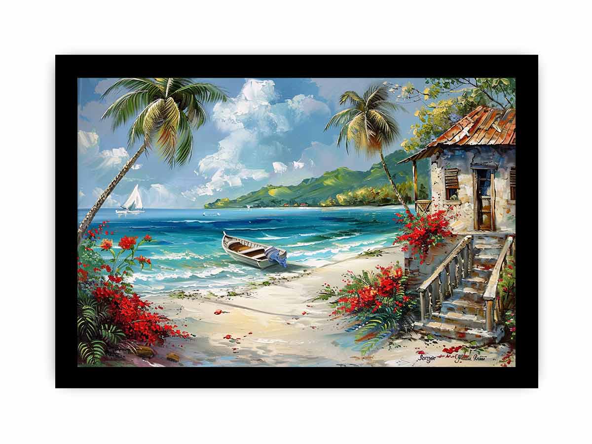 Caribbean Beach House Canvas Print