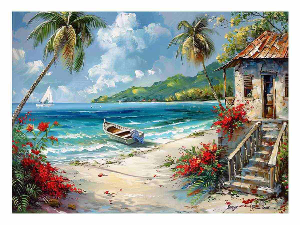 Caribbean Beach House Canvas Print