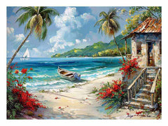 Caribbean Beach House Canvas Print