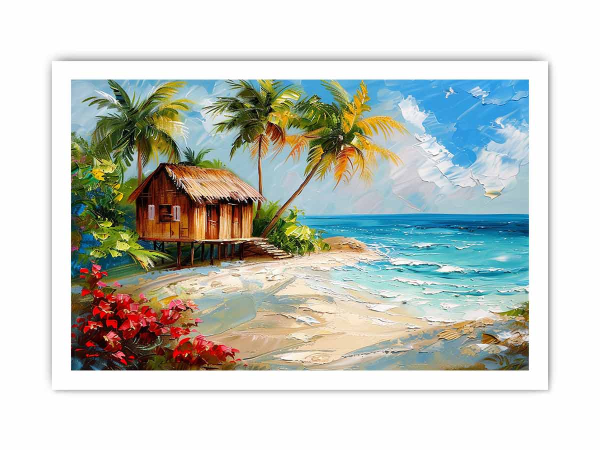 Wooden House on Beach Canvas Print