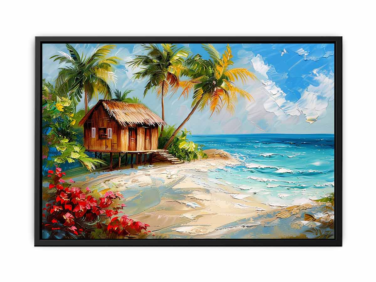 Wooden House on Beach Canvas Print