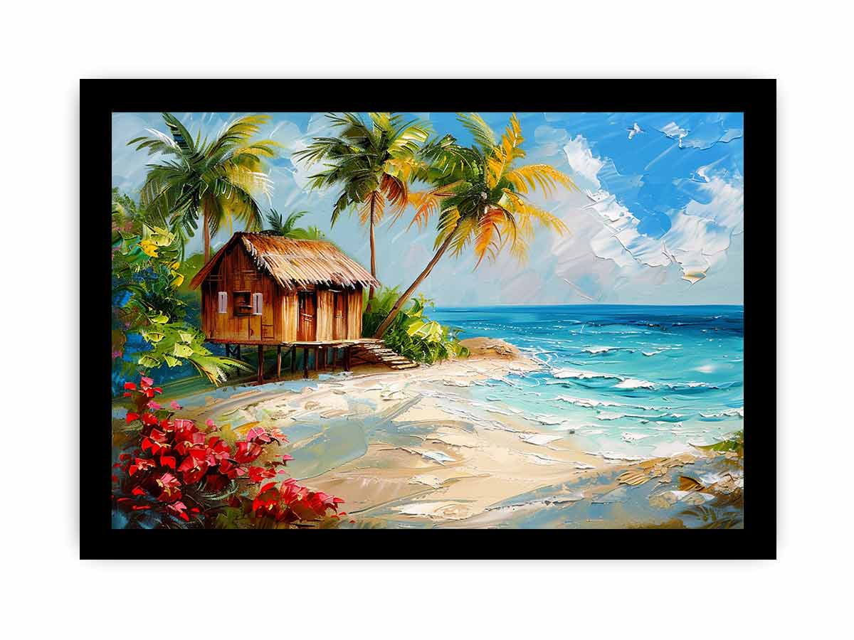 Wooden House on Beach Canvas Print
