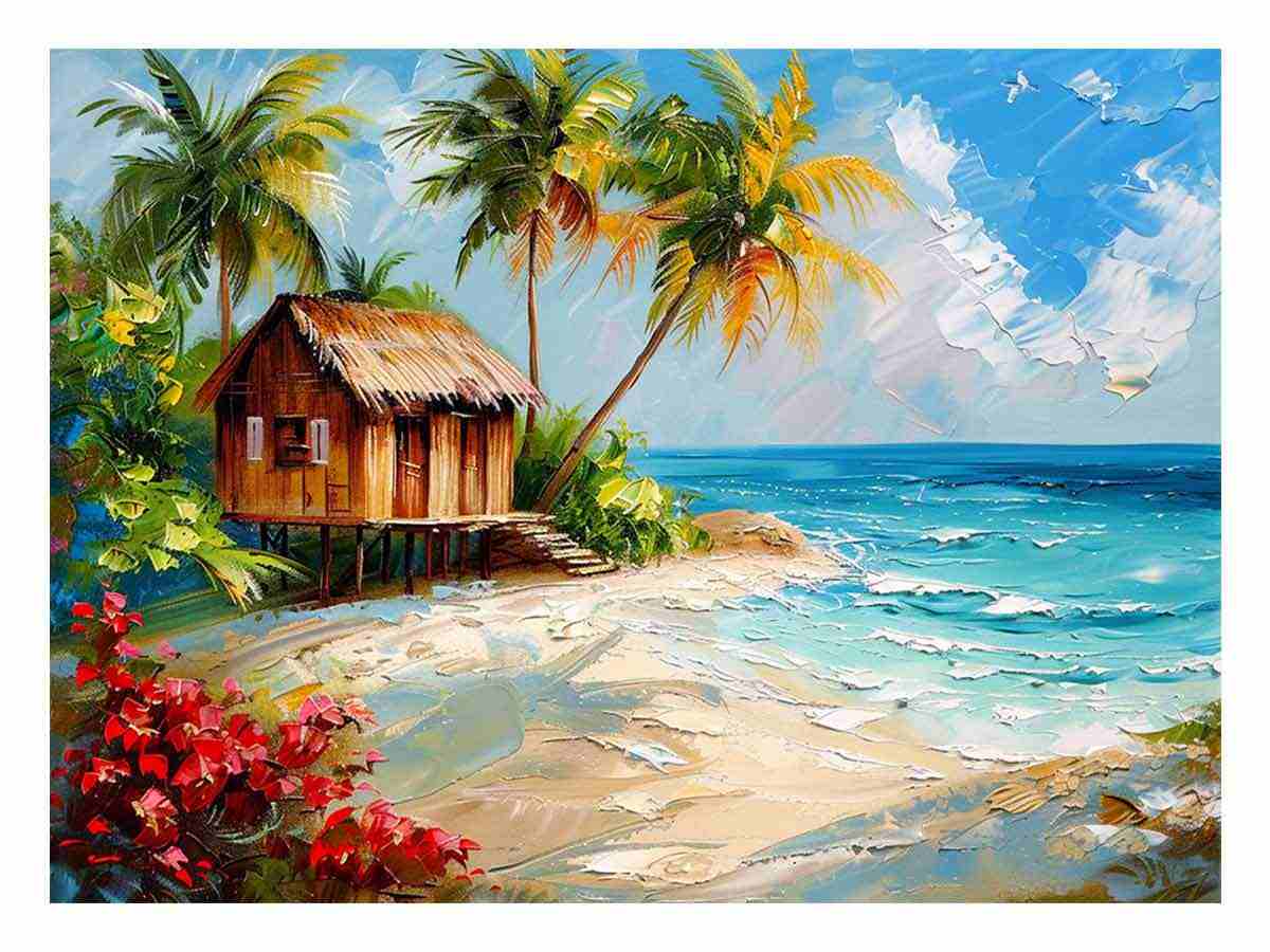 Wooden House on Beach Canvas Print