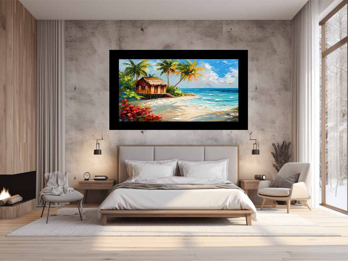 Wooden House on Beach Canvas Print