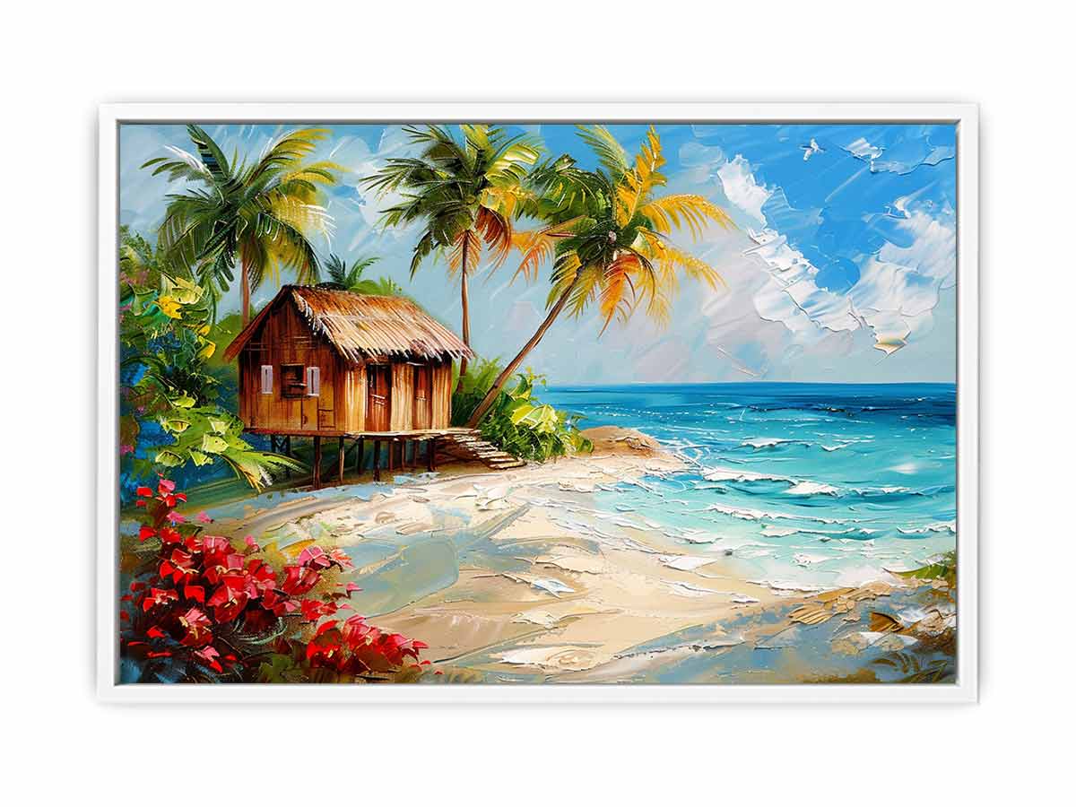 Wooden House on Beach Canvas Print