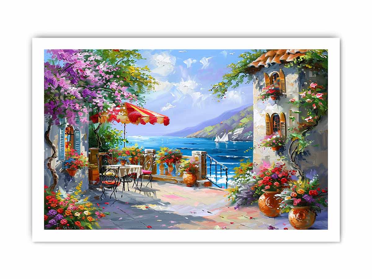 Italian Beachside Cafe Canvas Print