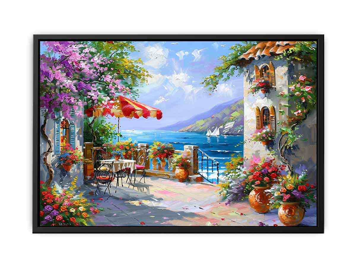 Italian Beachside Cafe Canvas Print