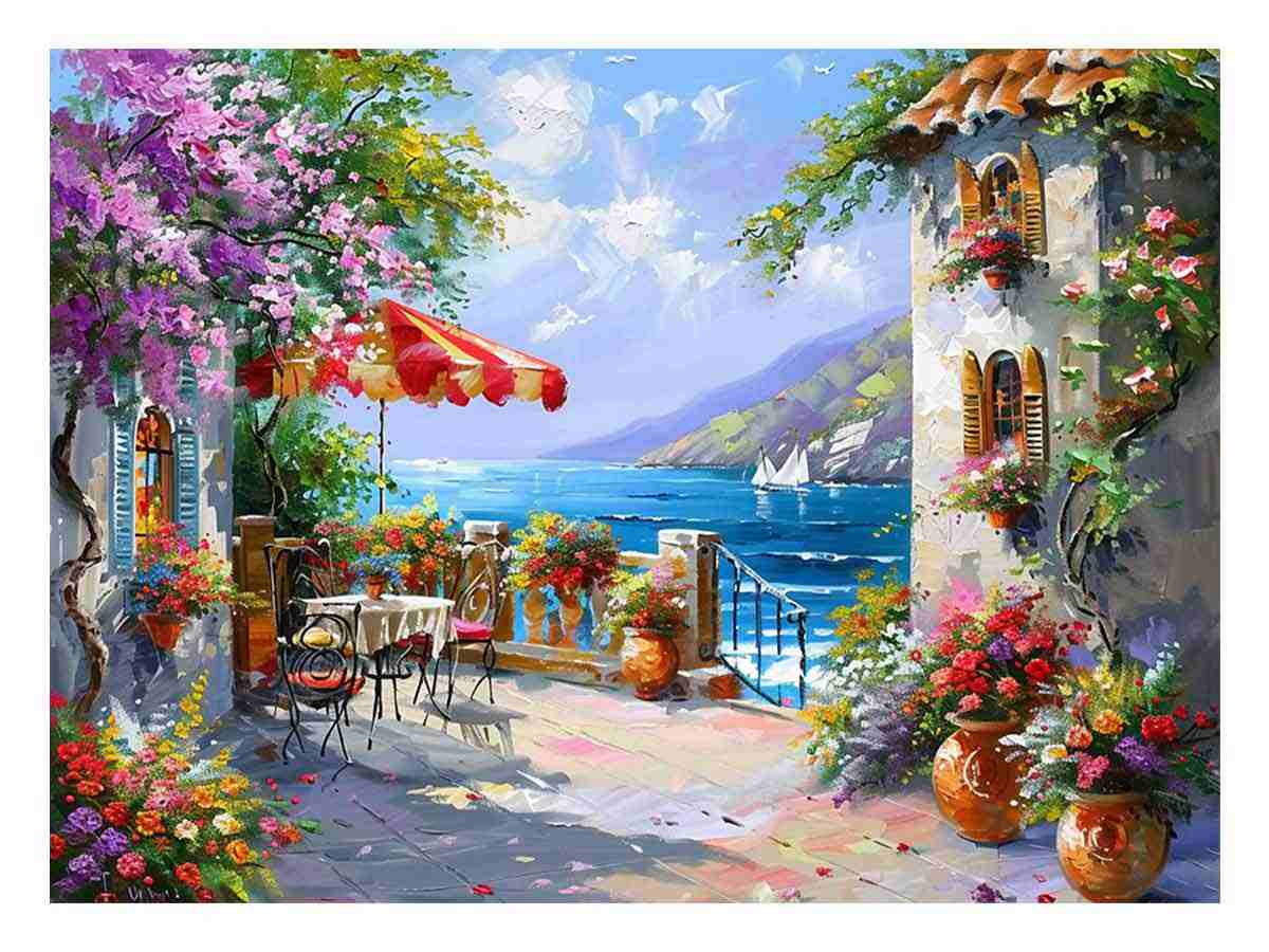 Italian Beachside Cafe Canvas Print