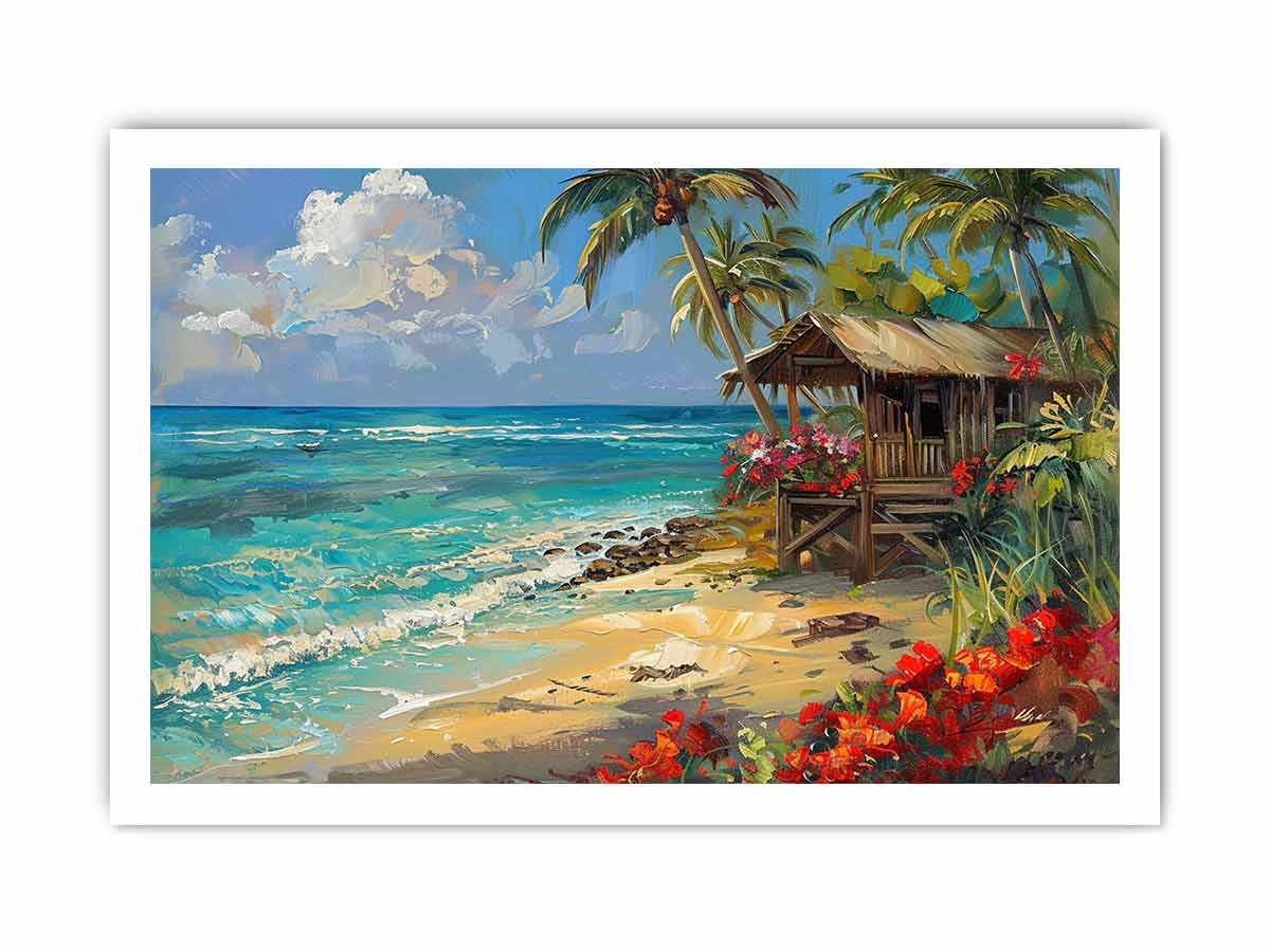 Beachside House Canvas Painting