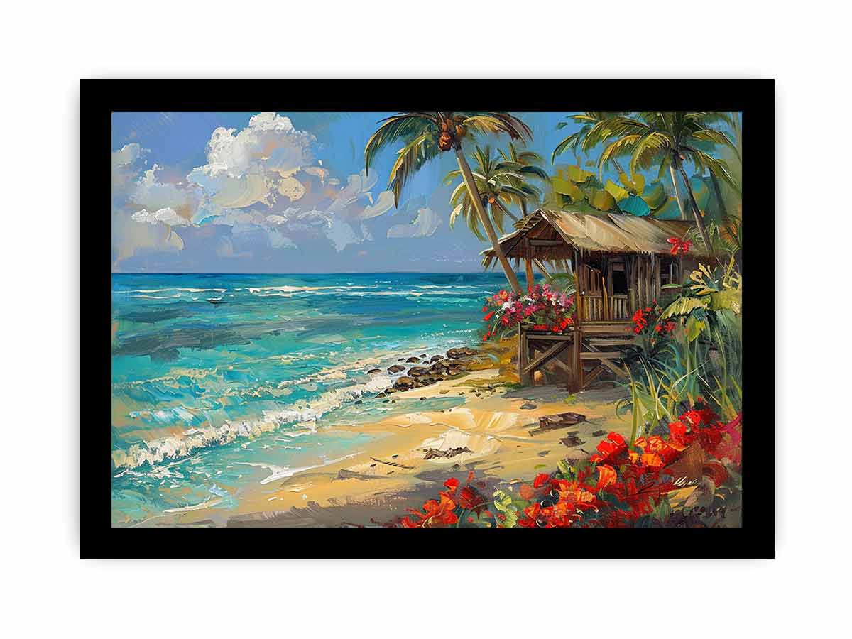 Beachside House Canvas Painting