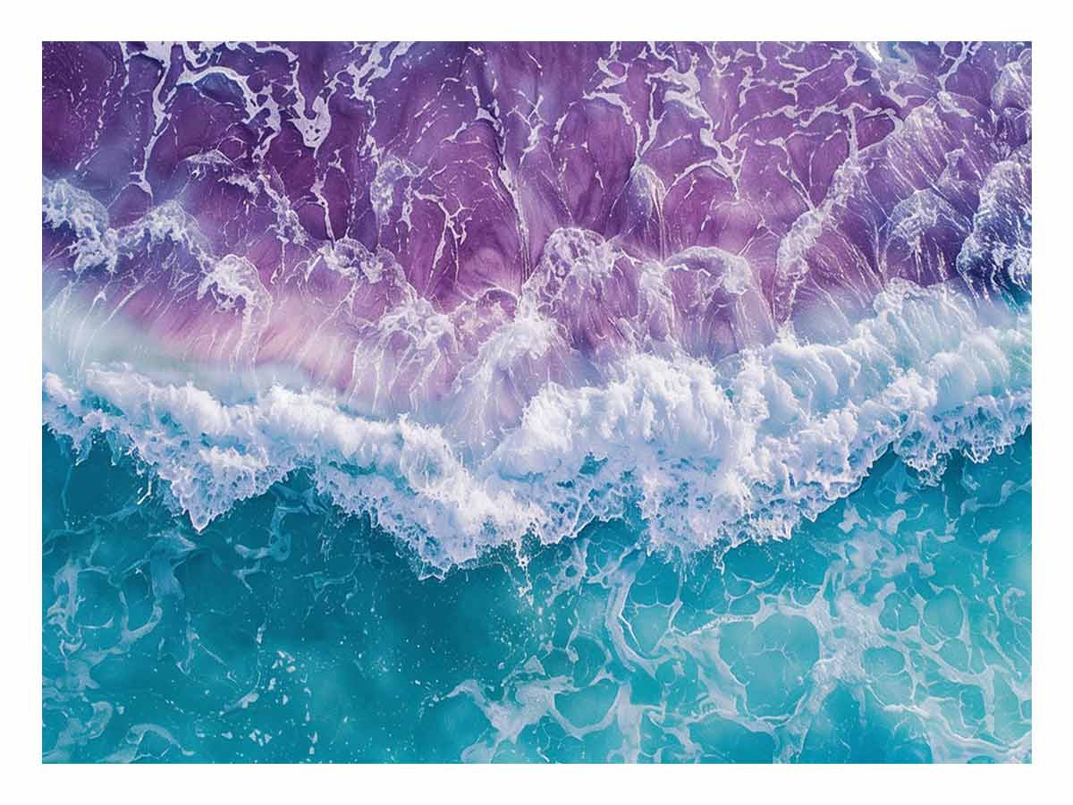 Teal beach  Waves Wall  Art