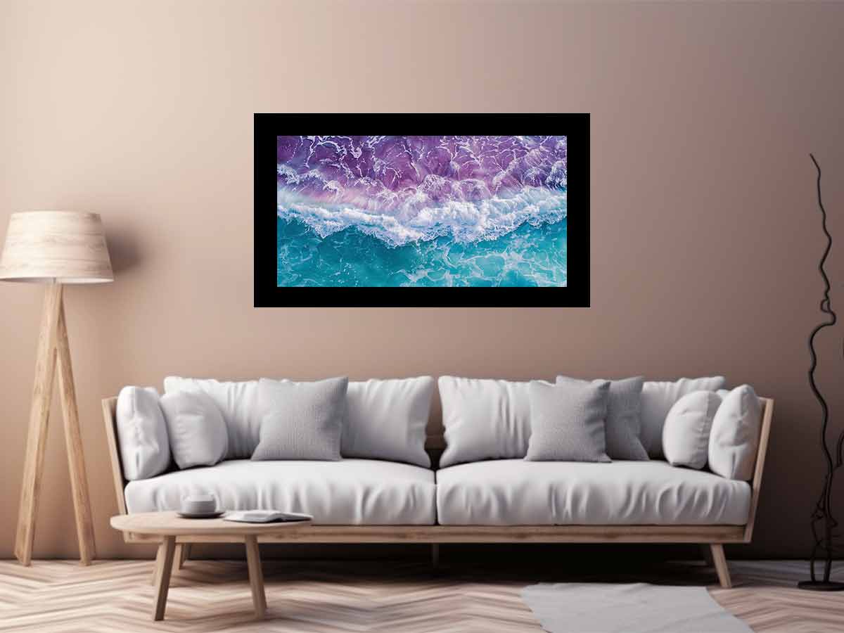 Teal beach  Waves Wall  Art